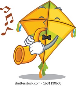 kite cartoon character design playing a trumpet