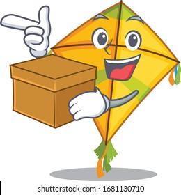 Kite cartoon design style having a box