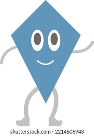 Kite cartoon geometric shape for kids to learn basic math education with smiley face character illustration for kindergarten, preschool and Montessori children. 