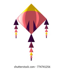 Kite in cartoon style. For print, web and creative design. Isolated on white. Vector illustration