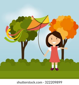 Kite childhood game design, vector illustration eps10