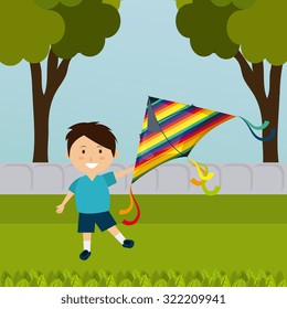 Kite childhood game design, vector illustration eps10