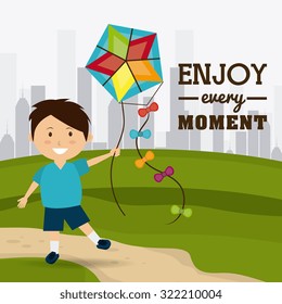 Kite childhood game design, vector illustration eps10