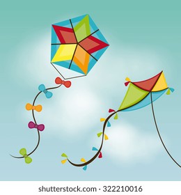 Kite childhood game design, vector illustration eps10