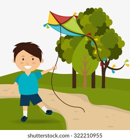 Kite childhood game design, vector illustration eps10