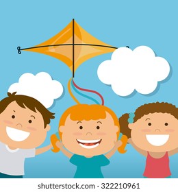 Kite childhood game design, vector illustration eps10