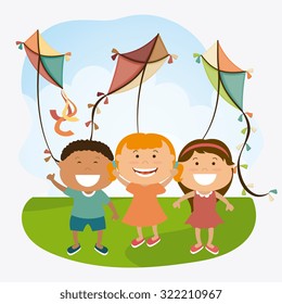 Kite childhood game design, vector illustration eps10