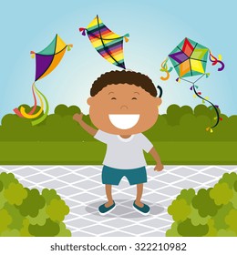 Kite childhood game design, vector illustration eps10