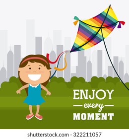Kite childhood game design, vector illustration eps10