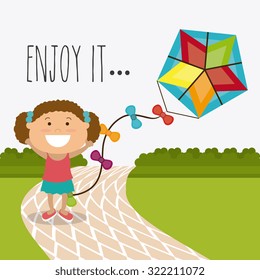 Kite childhood game design, vector illustration eps10