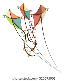 Kite childhood games cartoon design, vector illustration.