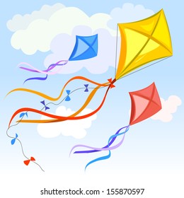 kite and clouds background. vector illustration