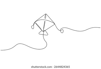 Pipa contínua um desenho de arte de uma linha de ilustração de ícone vetor de logotipo minimalista, Contorno vetor de pipa uma linha plano de fundo de desenho contínuo.