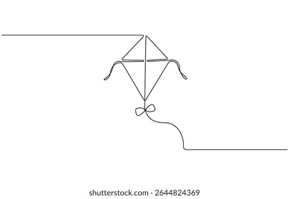 Pipa contínua um desenho de arte de uma linha de ilustração de ícone vetor de logotipo minimalista, Contorno vetor de pipa uma linha plano de fundo de desenho contínuo.