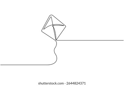 Pipa contínua um desenho de arte de uma linha de ilustração de ícone vetor de logotipo minimalista, Contorno vetor de pipa uma linha plano de fundo de desenho contínuo.