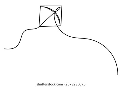 Kite continuous one line design of minimalist style vector illustration 