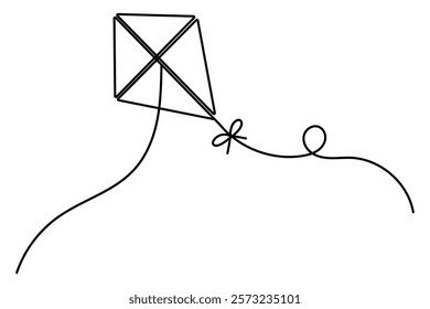 Kite continuous one line design of minimalist style vector illustration 