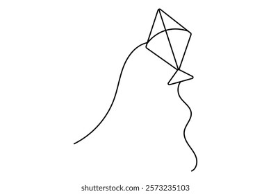 Kite continuous one line design of minimalist style vector illustration 