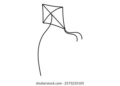 Kite continuous one line design of minimalist style vector illustration 