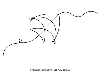 Kite continuous one line design of minimalist style vector illustration 