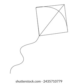 Kite   continuous one line drawing of outline vector illustration
