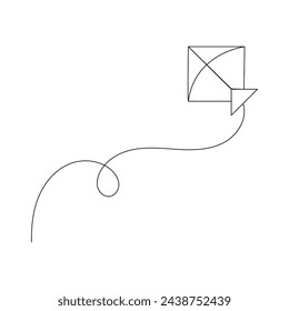 Kite   continuous one line drawing of outline vector illustration

