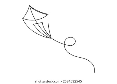 Kite continuous one line drawing of vector illustration
