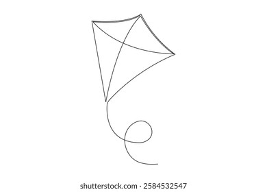 Kite continuous one line drawing of vector illustration
