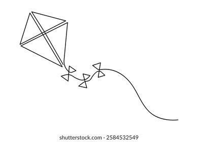 Kite continuous one line drawing of vector illustration
