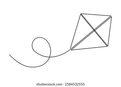 Kite continuous one line drawing of vector illustration
