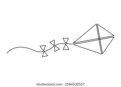 Kite continuous one line drawing of vector illustration
