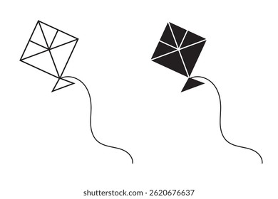 Kite continuous one line drawing of outline vector illustration . 