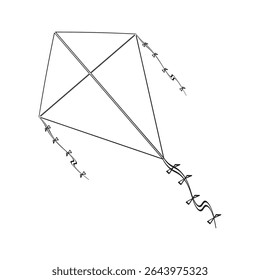 Kite   continuous one line drawing of outline vector illustration
