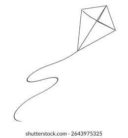 Kite   continuous one line drawing of outline vector illustration