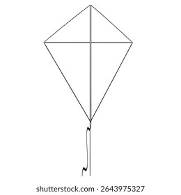 Kite   continuous one line drawing of outline vector illustration