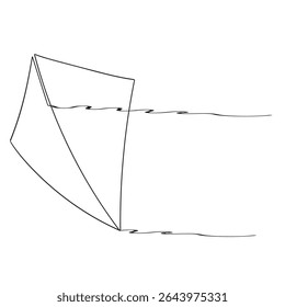 Kite   continuous one line drawing of outline vector illustration