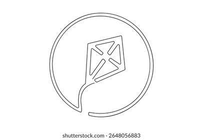 Pipa contínua um desenho de linha de ilustração vetorial de contorno, Pipa vetorial, desenho contínuo de uma linha, Vetor de pipa de contorno uma linha de plano de fundo de desenho contínuo. 
