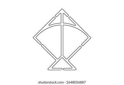 Pipa contínua um desenho de linha de ilustração vetorial de contorno, Pipa vetorial, desenho contínuo de uma linha, Vetor de pipa de contorno uma linha de plano de fundo de desenho contínuo. 