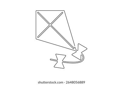 Pipa contínua um desenho de linha de ilustração vetorial de contorno, Pipa vetorial, desenho contínuo de uma linha, Vetor de pipa de contorno uma linha de plano de fundo de desenho contínuo. 