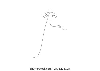  Kite continuous single line art and isolated outline vector design