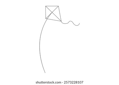  Kite continuous single line art and isolated outline vector design