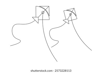  Kite continuous single line art and isolated outline vector design