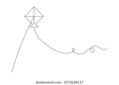  Kite continuous single line art and isolated outline vector design