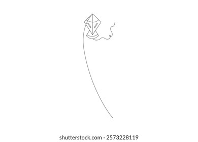  Kite continuous single line art and isolated outline vector design