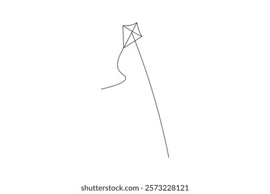  Kite continuous single line art and isolated outline vector design