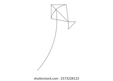  Kite continuous single line art and isolated outline vector design