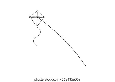 Kite continuous single line art drawing and minimalist style outline vector