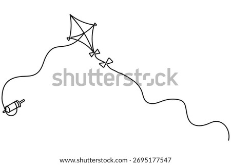 Kite continuous single line art design and white background