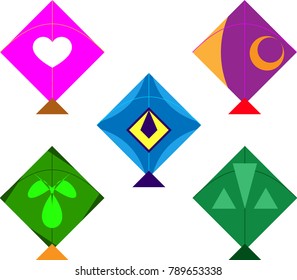 Ilustración de arte vectorial de la colección de diseño de cometas