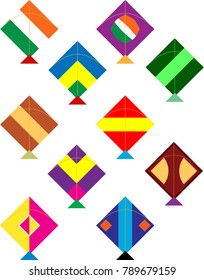 Ilustración de arte vectorial de la colección de diseño de cometas